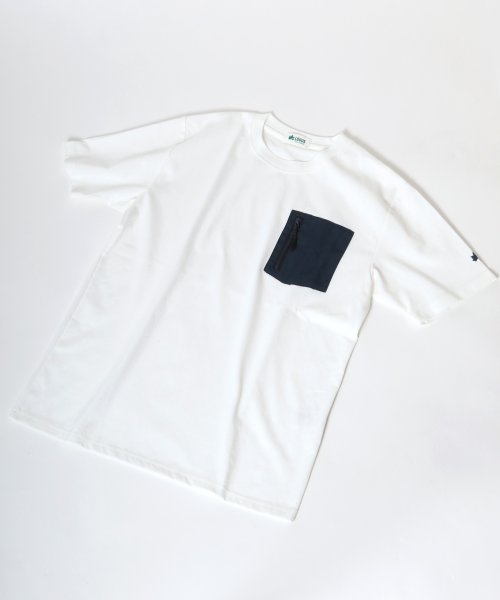 MARUKAWA(マルカワ)/【LOGOS】ロゴス 布帛 ジップポケットTシャツ 半袖/ホワイト