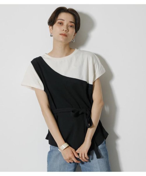 AZUL by moussy(アズールバイマウジー)/FAKE LAYERED ONE SHOULDER TOPS/BLK