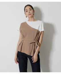 AZUL by moussy(アズールバイマウジー)/FAKE LAYERED ONE SHOULDER TOPS/BEG