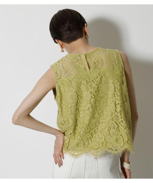 AZUL by moussy(アズールバイマウジー)/SCALLOP LACE TOPS/LIME