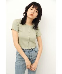 LAGUA GEM(ラグアジェム)/FRONT BUTTON CROPPED TOPS/L/GRN1
