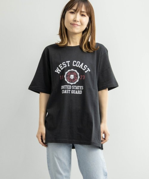 Nylaus(ナイラス)/カレッジロゴプリント ショートスリーブ Tシャツ/ブラック