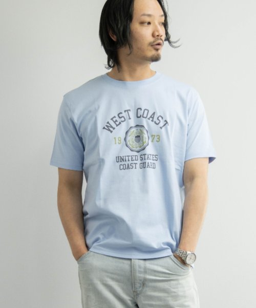 Nylaus(ナイラス)/カレッジロゴプリント ショートスリーブ Tシャツ/サックス