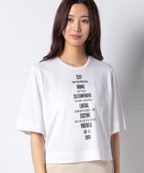 セール 型押しショート丈オーバーサイズ半袖tシャツ カットソー シスレー レディス Sisley Magaseek