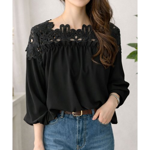 セール 肩レーストップス ブラウス シンプル きれいめ 大人 おしゃれ レディース 春 夏 アミュレット Amulet Magaseek