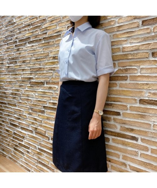 TOKYO SHIRTS(TOKYO SHIRTS)/形態安定 レギュラー衿 再生ポリエステル 五分袖ビジネスワイシャツ/ブルー