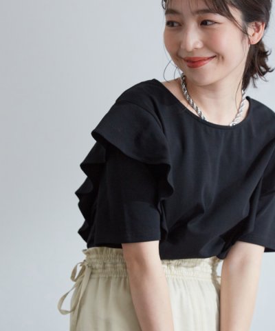ViS／フリル切替ゆるTシャツ／504086908