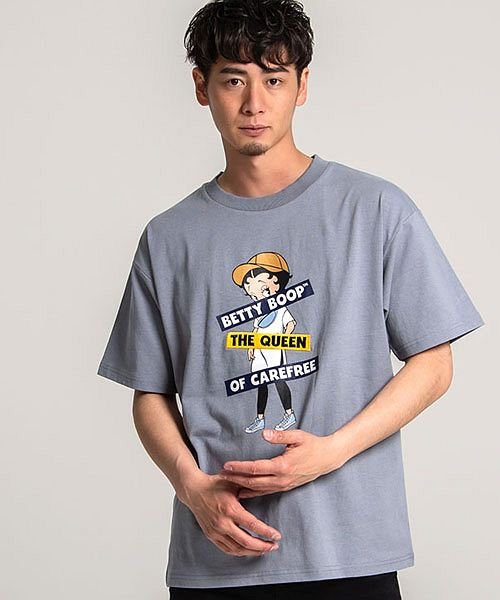 Betty Boop 刺繍ワッペン プリントクルーネック半袖ビッグtシャツ ブランド メンズ ボックスロゴ トップス ベティちゃん ベティ ブープ ベティ ブープ Betty Boop Magaseek
