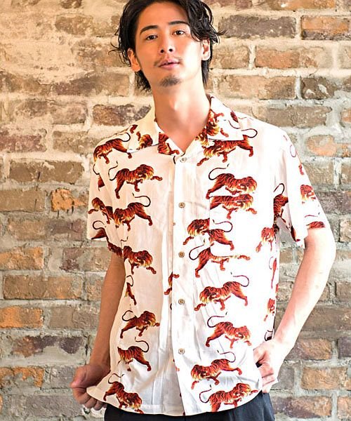 セール ビッチ Vicci Vicci 総柄レーヨンオープンカラ 半袖シャツ メンズ トップス アロハシャツ 総柄シャツ ボタニカル柄 花柄 C Magaseek