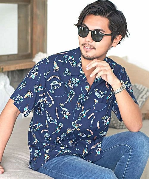 ビッチ Vicci Vicci 総柄レーヨンオープンカラ 半袖シャツ メンズ トップス アロハシャツ 総柄シャツ ボタニカル柄 花柄 C Magaseek