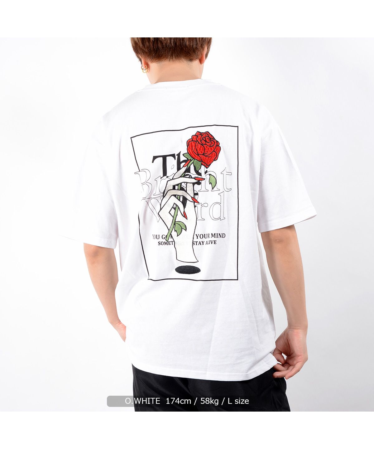 ◇バラ 刺繍 ビッグTシャツ◇ tシャツ メンズ tシャツ レディース 半袖