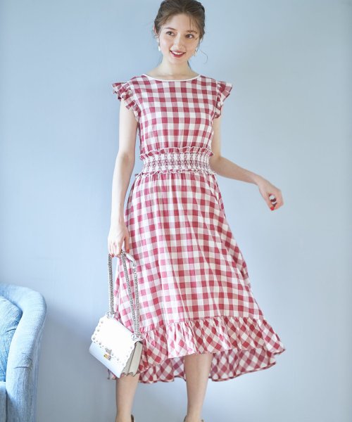 ウエストシャーリングパール装飾バックリボンギンガムチェックワンピース トッコクローゼット Tocco Closet Magaseek ウエストシャーリングパール装飾バックリボンギンガムチェックワンピース トッコクローゼット Tocco Closet Magaseek