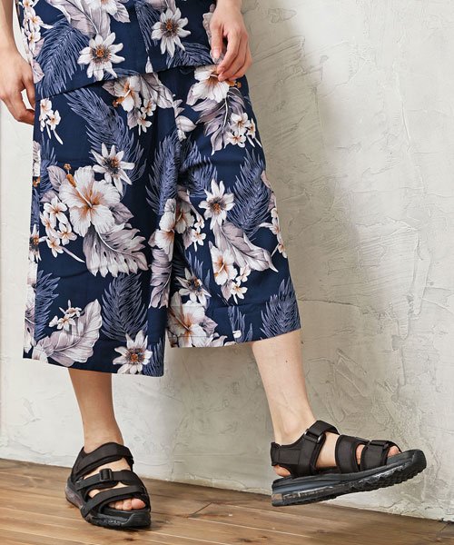 セール レーヨン素材アロハ柄ワイドガウチョパンツ トップイズム Topism Magaseek