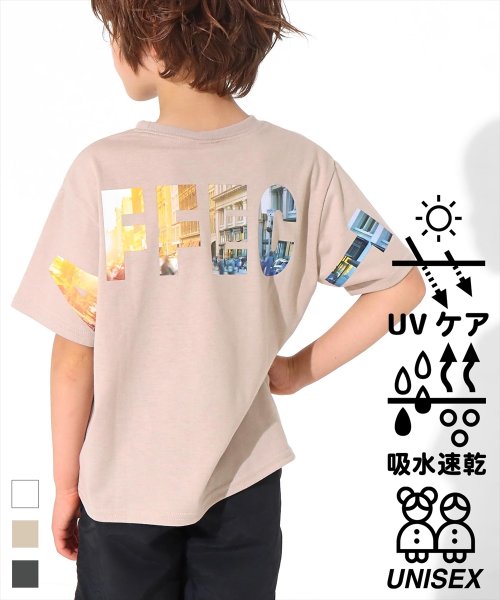 ANAP KIDS(アナップキッズ)/吸水速乾フォトロゴビッグTシャツ/ベージュ