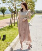 nano・universe/テレコ×プリーツスカートワンピース ノースリーブ/504027100