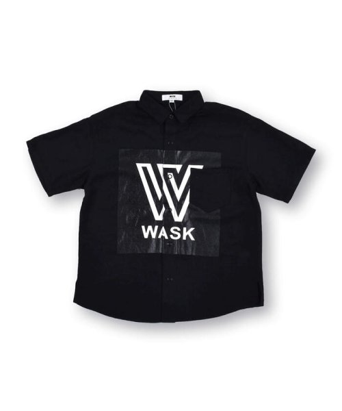 WASK(ワスク)/ボックスロゴ ワイド アサレーヨン 半袖 シャツ (100~160cm)/ブラック