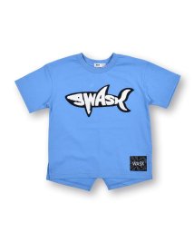 WASK(ワスク)/サメ ワッペン 天竺 ワイド 半袖 Tシャツ (100~160cm)/ブルー