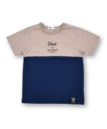 WASK(ワスク)/ロゴ 切り替え バイカラー 天竺 半袖 Tシャツ (100~160cm)/ベージュ