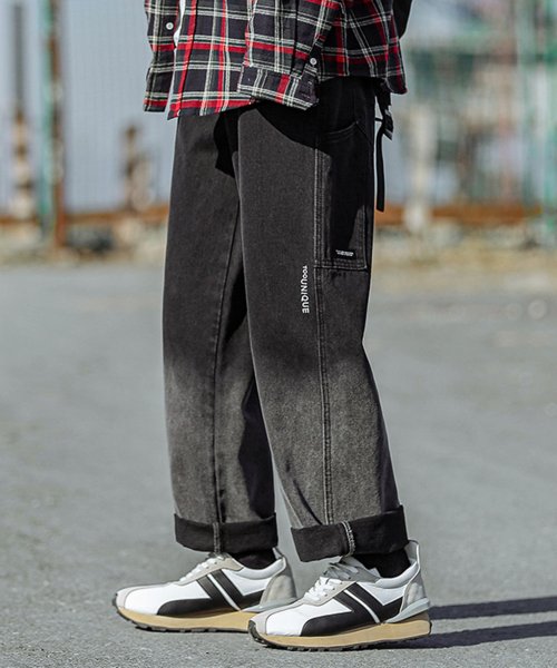 セール グラデーションカラーデニムワイドパンツ 韓国 ストリート系 Hook フック Hook Magaseek