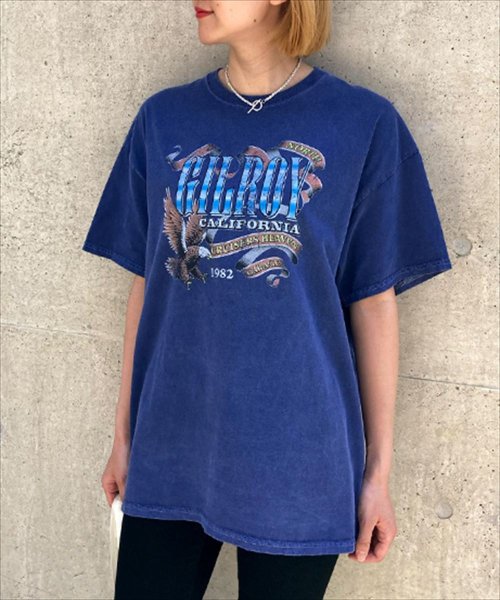 Factor=(ファクターイコール)/GILROYイーグルプリントTシャツ/ブルー