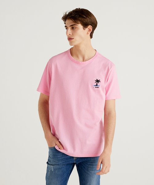セール ワンポイントプリントtシャツ カットソー ベネトン メンズ Benetton Mens Magaseek