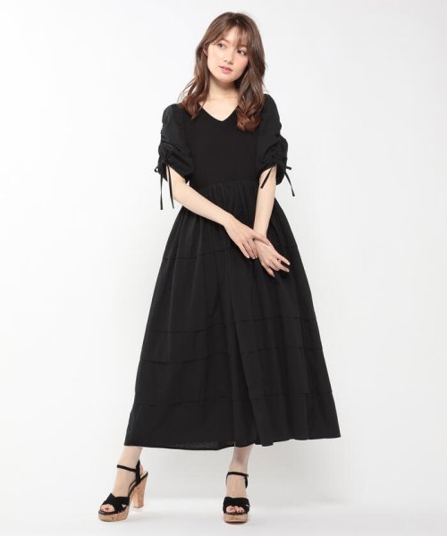 部分シアーニット切替ワンピース ミッシュマッシュ Misch Masch Magaseek