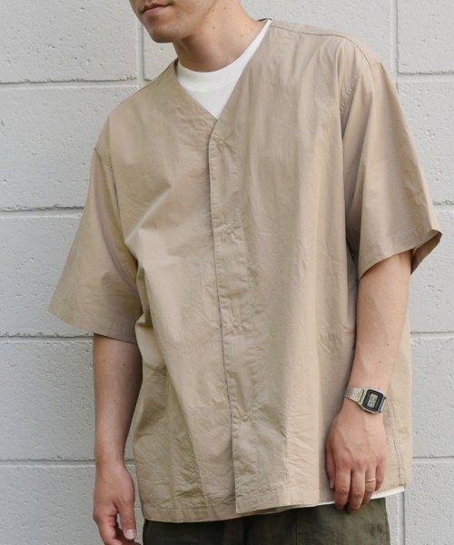 セール Ships Any リラックス ノーカラー 半袖シャツ シップス エニィ メンズ Ships Any Mens Magaseek