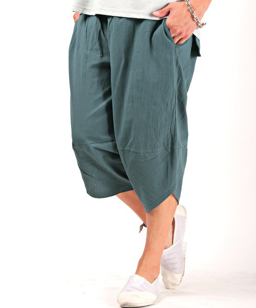 セール 綿麻ワイドクロップドパンツ クロップドパンツ メンズ サルエル ハロンパンツ 綿麻 ワイド ラグスタイル Luxstyle Magaseek