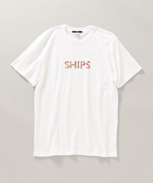 SHIPS MEN(シップス　メン)/【WEB限定】SHIPS: SCREEN STARS（Ｒ）ボディ SHIPS ロゴ フラワー柄 Tシャツ/オフホワイト