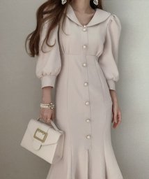 aimoha(aimoha（アイモハ）)/【Jasmine Grandiflorum】 7分袖マーメイドワンピース 韓国ファッション/ホワイト