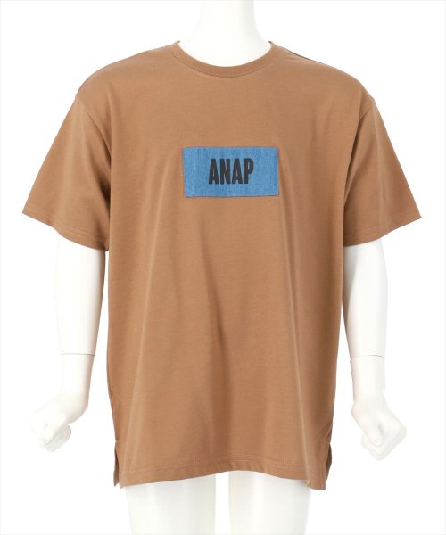 ANAP KIDS(アナップキッズ)/吸水速乾デニムパッチビッグTシャツ/モカ