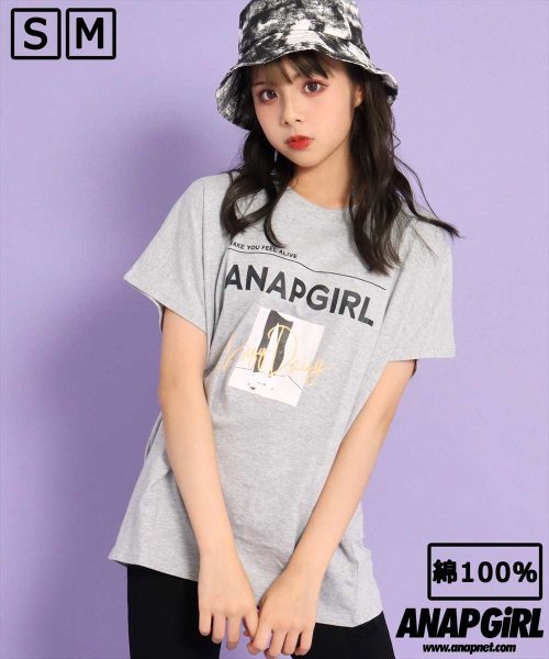 ANAP　GiRL(アナップガール)/モノトーン転写Tシャツ/グレー