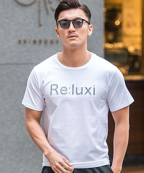 Re Luxi ラインストーンエンボスロゴクルーネック半袖ストレッチtシャツ メンズ トップス ロゴ クルーネック 伸縮性 綿ポリ ストレッチ エスビーセレクト Sb Select Magaseek