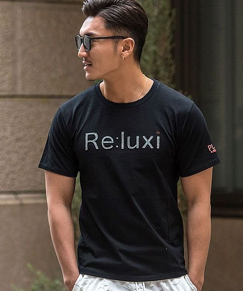 Re Luxi ラインストーンエンボスロゴクルーネック半袖ストレッチtシャツ メンズ トップス ロゴ クルーネック 伸縮性 綿ポリ ストレッチ エスビーセレクト Sb Select Magaseek