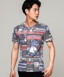 SB Select(エスビーセレクト)/RUMSODA 総柄クルーネック半袖Tシャツ メンズ おしゃれ クマ  プリント ユニセックス/ブラック
