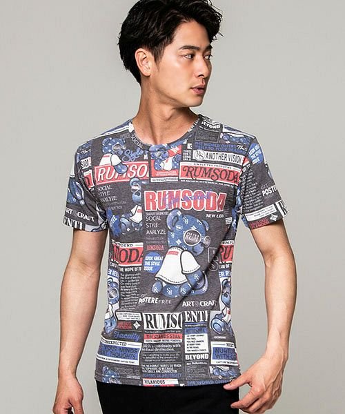 セール Rumsoda 総柄クルーネック半袖tシャツ メンズ おしゃれ クマ プリント ユニセックス エスビーセレクト Sb Select Magaseek