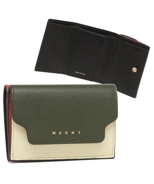 セール マルニ 三つ折り財布 トリフォールドウォレット ミニ財布 グリーン レディース Marni Pfmow02u23 Lv5 Z412n マルニ Marni Magaseek