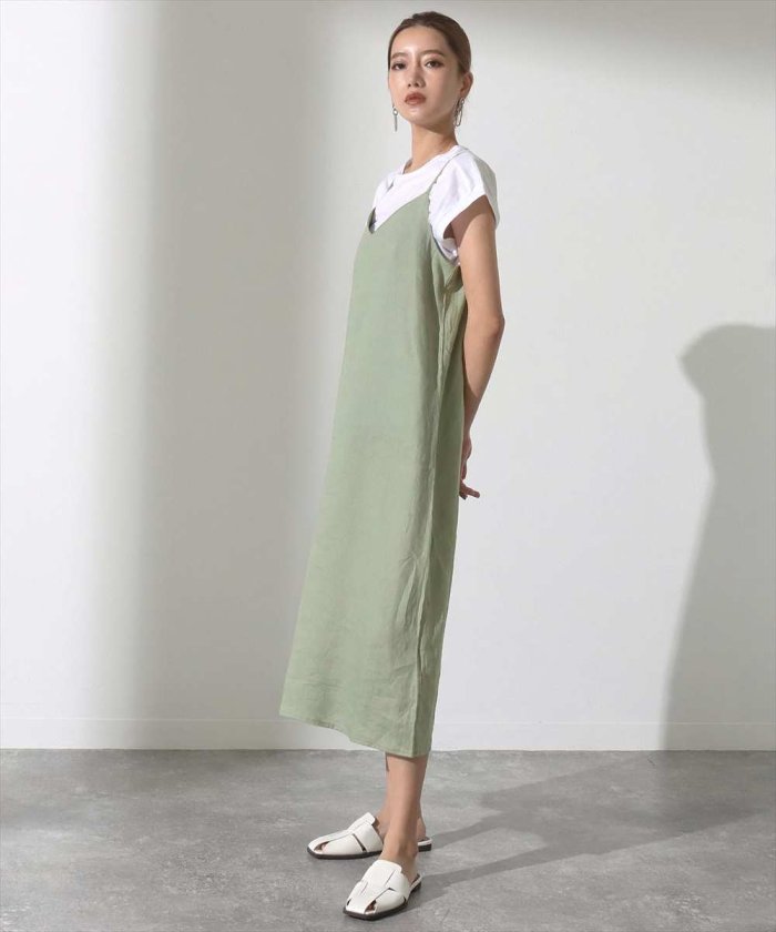 セール Tシャツ フレンチリネンキャミソールワンピースアンサンブル アルージュ Alluge Magaseek