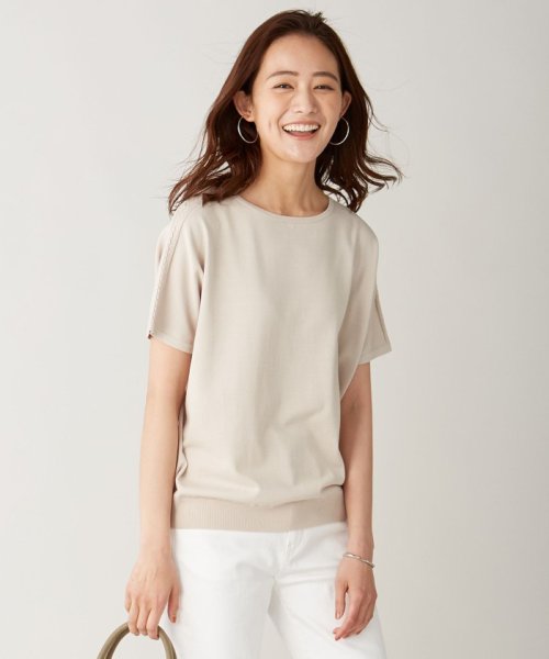 J.PRESS LADIES(J．プレス　レディス)/【UVカット・洗える】Functional Cotton Blend 袖レース ニット/ベージュ系