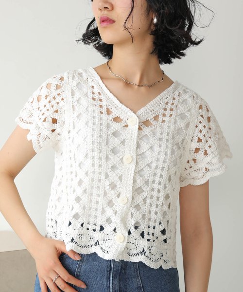 Web限定 モチーフレース半袖カーディガン バブ Bab Magaseek Web限定 モチーフレース半袖カーディガン バブ Bab Magaseek