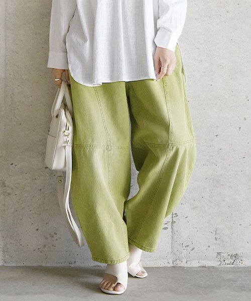 セール 10 Off パンツ レディース 製品染めコットンツイルボールパンツ F 春夏秋 ボトムス パンツ アイボリー カーキ スミクロ シンプル 無地 ゆったり ラフ 体型カバー アンドイット And It Magaseek