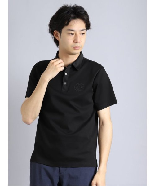 TAKA-Q(タカキュー)/刺繍 半袖ポロシャツ/ブラック