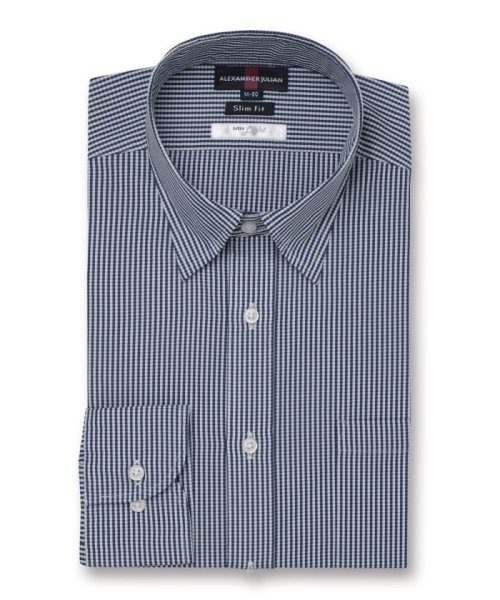 TAKA-Q(タカキュー)/軽量 スリムフィット レギュラーカラー 長袖 ワイシャツ/ネイビー