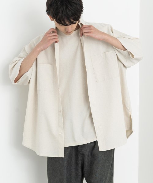リネンシャツ オーバーサイズ 半袖 メンズ レディース 綿麻 白 無地 ビッグシルエット ワイド ルーズ カジュアル ストリート シンプル ゆったり 涼しい 清 ロッキーモンロー Rocky Monroe Magaseek