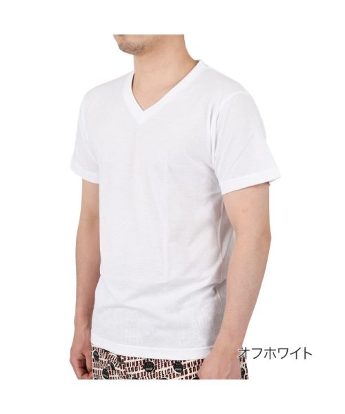 fukuske FUN(フクスケ ファン)/福助 公式 メンズ fukuske FUN 2枚組 Vネック 半袖 Tシャツ/オフホワイト