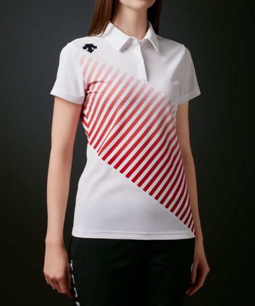DESCENTE GOLF(デサントゴルフ)/【JAPAN NATIONAL TEAM プレイングモデル】ライジングプリントシャツ【アウトレット】/ホワイト系 