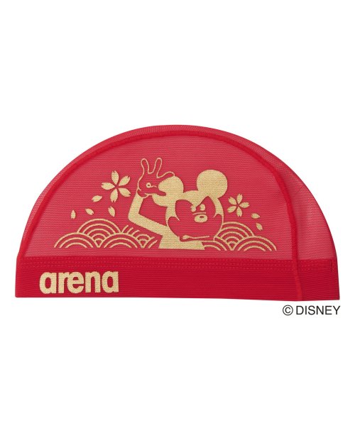 arena (アリーナ)/【ディズニー】歌舞伎風”ミッキーマウス”デザイン メッシュキャップ/レッド系