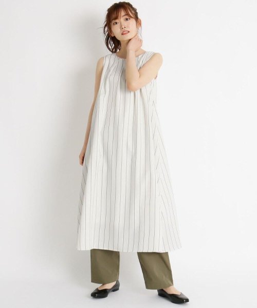 セール S Ll 2wayリネン混ストライプaラインワンピース グローブ Grove Magaseek