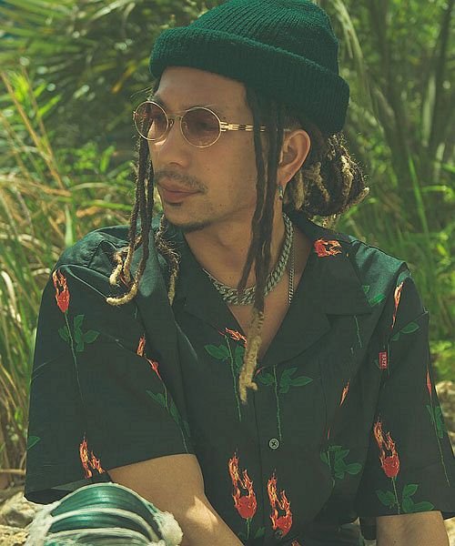 セール Razzis バラ総柄オープンカラーシャツ メンズ ラズ ブランド おしゃれ 半袖 トップス 開襟シャツ 薔薇 ラズ Razz Magaseek