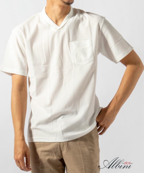 NOLLEY’S goodman(ノーリーズグッドマン)/ALBINI(アルビニ) カノコ ショールカラー ポロシャツ/ホワイト